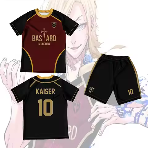 Jersey Futsal Football Motif VL Replika Blue Lock Anime Bastard Munchen Summer Men Women T-shirt +Sh