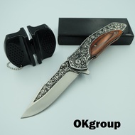 OKgroup NB006 Black and Brown มีดพับพกพา มีดเดินป่าใหญ่ ยาว 8.5 นิ้ว พร้อมระบบดีดใบมีด สวยงามมาก ควร