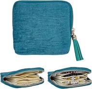 MAYJOYDIY Turquoise Travel Jewellery Bag 11.2 x 12.7 x 3.4 cm Thick Soft Fabric Bag with Zip and Tas