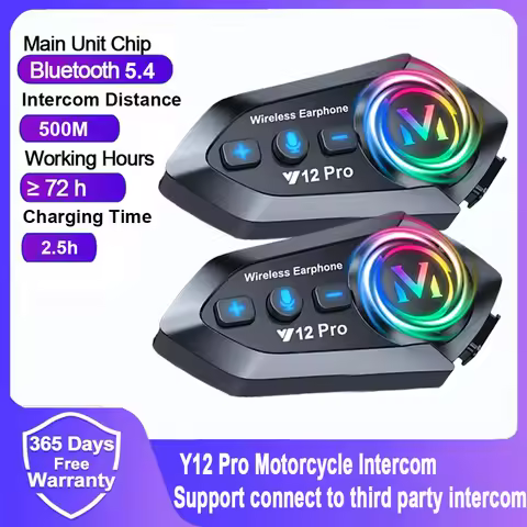 1/2Pcs Motorcycle Bluetooth Intercom Helmet Headset 500M Support Connect Y10/Y80/Y70/Q28 Waterproof 