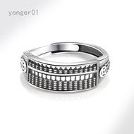 Yonger Silver Lucky Abacus Ring Men Women Style Money Rolling Retro Open Ring