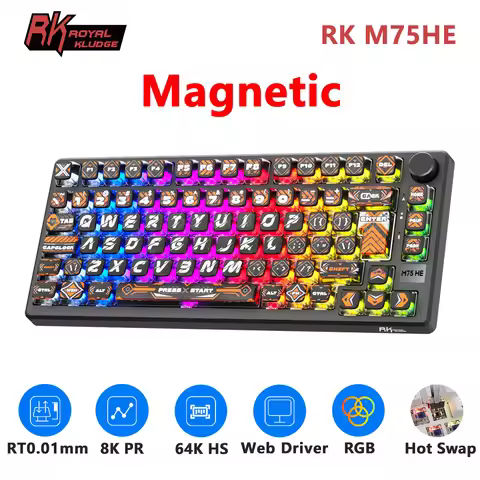 ROYAL KLUDGE RK M75 HE Magnetic Switch Mechanical Keyboard Rapid Trigger 0.01mm 75% RGB Hot Swap Gas