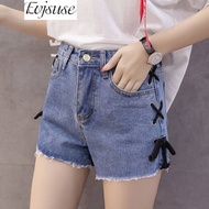 Evjsuse new summer ladies casual shorts slim waist Korean fashion simple flash band individuality fe