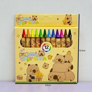 12Pcs Capybara Mini Anime Crayon Kawaii Student Graffiti Pen Cartoon Crayon Stationery Gifts