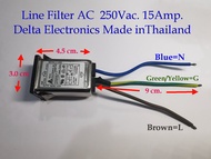 EMI Filter AC 115/250VAC  15 Amp 15GENW3E-R  Power Line Noise Filter  DELTA ELECTRONICS (Made in thailand)