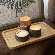 Rustic Wooden Tealight Candle Holder / Succulent Plant Pot Set of 3 home decor romantic gift idea bi