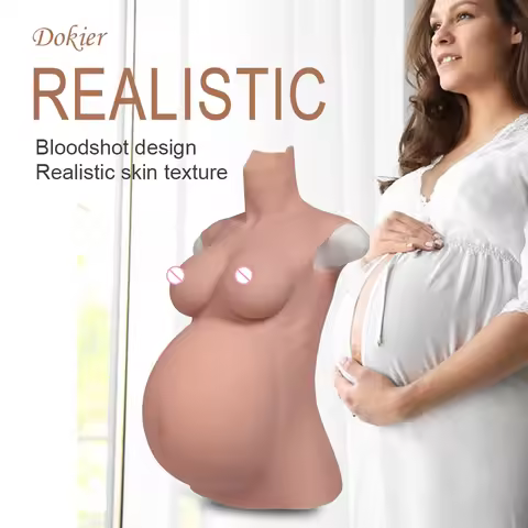 Dokier Realistic Silicone Fake Pregnant Belly Have Stretch Marks Big and Soft Cosplay Crossdresser T