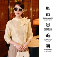 NK Fashion 3D Floral Well Collar Shirt Elegant, Youthful Modern Women's Office Shirt Soft Fabric NKS