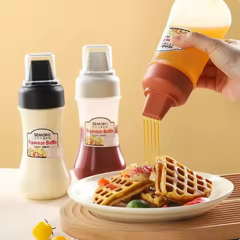 5-hole squeeze bottle Condiment bottle Ketchup mayonnaise bottle with nozzle Honey salad dressing di