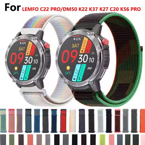 20mm 22mm Nylon Loop For LEMFO C22 Pro Smartwatch Sport Replacement Bracelet For LEMFO DM50 K22 K37