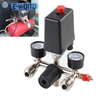 【E-WOITD】 90-120PSI Air Compressor PRESSURE Control สวิทช์วาล์ว Manifold Regulator Gauge