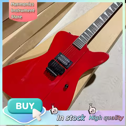JS32-Kelly Style Electric Guitar Iridescent Red Humbucker Large Double Tremolo Classic Rock Pop Stag