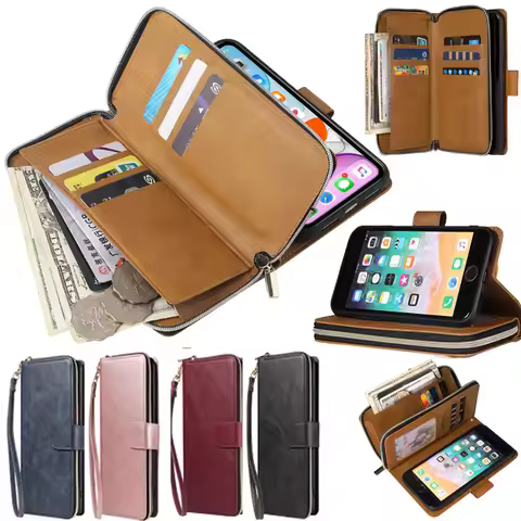 For LG K50S/Q70/V60/V60 ThinQ/K41S/K51S Case Cover Zipper Case Luxury Leather Flip Wallet Cover Phon