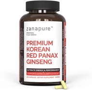 Zanapure Premium Korean Red Panax Ginseng 120 Capsules| 1500 mg per Serving | High Potency Formula with 5% Ginsenosides | (2 Months Supply) | Made in USA