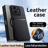 Leather Casing for Honor X5C Plus 4G HonorX5CPlus X5C+ X5CPlus Phone Case Luxury Car Magnetic Holder