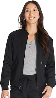Women Scrub Jacket Zip Front Warm-Up Rib Knit Collar with 2 Welt Pocket DK365