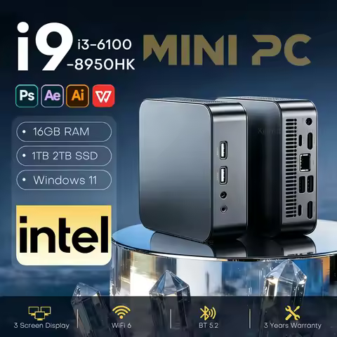 Mini PC Intel Core i9 8950HK/ Intel Core i3 6100U Windows 11 Pro UHD Graphics 16GB RAM 1TB/2TB M.2 S