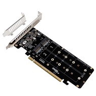 การ์ดแปลง PCIe X16 to M.2 NVMe 4 Port Gen4 4.0 Gen3 3.0 ADAPTER M2 SSD HARDDISK RAID M KEY LOW PROFI