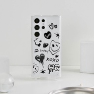 不規則塗鴉晶石透明防摔SAMSUNG繩掛手機殼