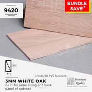 3mm White Oak 3D PVC 1-side laminated plywood (4ft x 8ft) | Colour PVC 9420 | Papan kayu DIY | Kiam 
