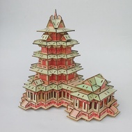3D puzzle toy Yuejiang Tower Laser Model HG-F031 - Comes with decorative USB LED light