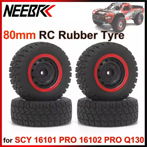SCY 16101 PRO 16102 PRO 16103PRO Q130 80mm Rubber Tyre Tires 12mm Hex 6035 for 1/16 Off-Road RC Car 