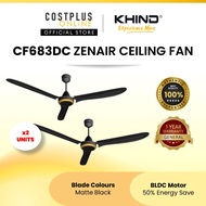 [2 Units] Khind CF683DC BLDC 60" Remote Ceiling Fan Black Kipas Siling Rumah Matte Black