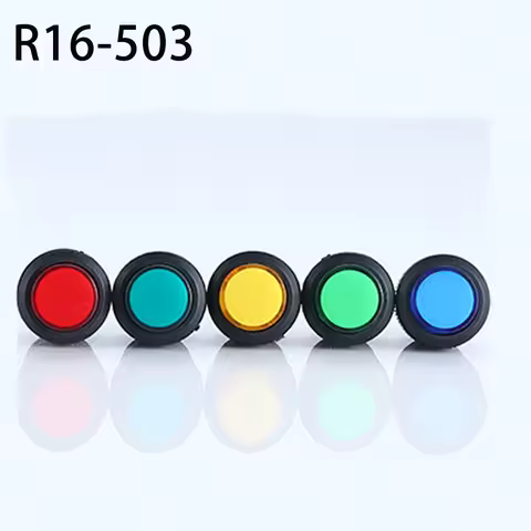 5PCS self-lockin 16MM Latching/Momentary push button switch with 5Color LED lighting 4Pin R16-503/AD