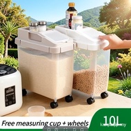 10KG Kitchen Storage Container Insect-Proof Moisture-Proof Rice Box With Wheel Sealed Cereals Bucket