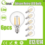 6 Packs G40 Globe String Light Replacement Bulb E12 E14 Screw Base 1.5W Led Filament Bulb 220V Warm