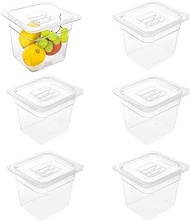 6 Pack 1/6 Size Food Pan with Lids,Stackable Freezer-Safe Meal Prep Containers for homes schools res