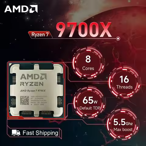AMD Ryzen 7 9700X 3.8GHz 8-Core 16-Thread R7 9700X Socket AM5 4NM L3=32M Processor 65W DDR5 No Fan