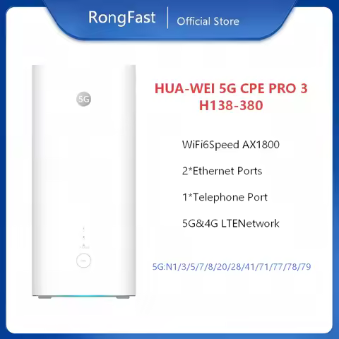 GHTelcom 5G CPE Pro 3 H138-380 Wi Fi 6 AX1800 5G Router 4G LTE Cat19 Dual Band Gigabit WiFi Sim Card