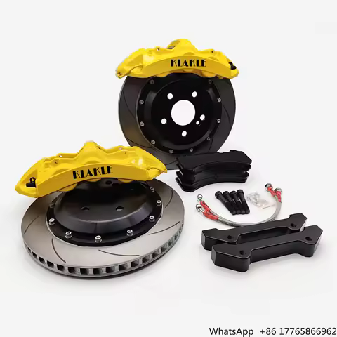 KLAKLE Front Caliper Kit 4 POT Caliper Brake 355x28MM Slotted Drilled Disc Rotor for Mitsubishi Outl