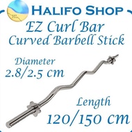 [EZ Curl Bar] Solid Curved Barbell Stick Fitness Home Gym