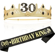 30TH Birthday King Crown and Birthday King Sash,30TH Birthday Gifts for Men. Birthday Party Decorati