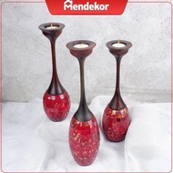 Terlaris Liong | tempat lilin hias meja mozaik kayu pajangan dekor aromaterapi hiasan panjangan inte