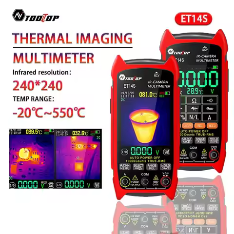 TOOLTOP ET14S Portable Thermal Imaging ISR 240*240 25Hz AC/DC 19999 Count True RMS Multimeter Electr