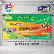 Spanduk Banner MMT Warung Ayam Geprek Pecel Lele Toko Obat Herbal
