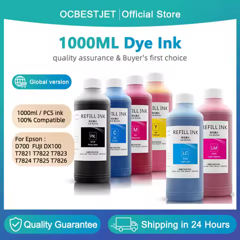 1000ML Dye Ink For Epson D700 FUJI DX100 Inkjet Printer For Espon T7821 T7822 T7823 T7824 T7825 T782