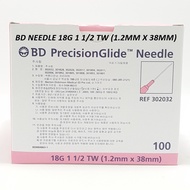 Bd Precisionglide Needle 18g 1 1/2 Tw (1.2mm x 38mm) 100's