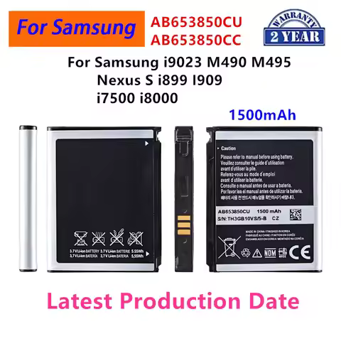 Brand New AB653850CU AB653850CC Battery 1500mAh For Samsung i9023 M490 M495 Nexus S i899 I909 i7500 