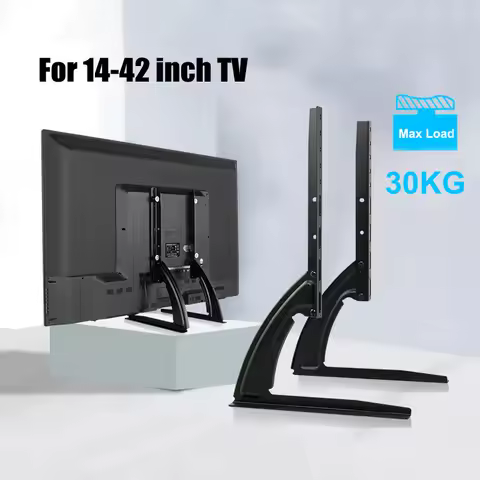Adjustable TV Stand Mount, Universal TV Stand Bracket for 14 to 42 inch Monitor Flat Screen TVs, TV 