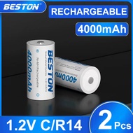 Beston C Size 2pcs Rechargeable Batteries Ni-MH 4000mAh C Cell Battery Long Lasting