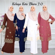 KEBAYA KOTA BHARU 7.0 - Baju Kebarung Labuh Moden Sulam Kenduri Kahwin 3XL Ironless Hitam Putih Navy Maroon Pink Purple