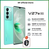 [Cash On Delivery Available] Latest Smartphone V27e 5G 68MP OIS Super Induction Night Camera, RAM12GB ROM 512GB 7.5 Inch Full Screen Cheap Mobile Phone Official Warranty Legal Real Mobile Phone 7000mAh Dual Card Dual Standby Cheap Mobile Phone Play Games