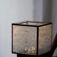 褶光燈∣白褶花紋玻璃∣LED暖光∣手工鑲嵌玻璃∣USB線