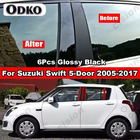 Glossy Black Carbon Fiber Car Window Door Column BC Pillar Post Cover Trim PC Material Sticker For S