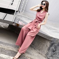 Korean Version Jumpsuit Jumpsuit Wide-Leg Pants Suit Women Jumpsuit Student Korean Version 2024 Summer Fashionable Classy Slimmer Look Women's Clothing