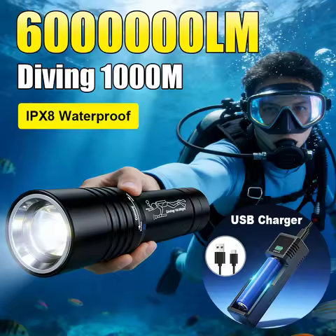GRCKT Professional Diving Flashlight XHP90 Tactical Torch Lighter 1000M Zoom Flashlight Underwater S